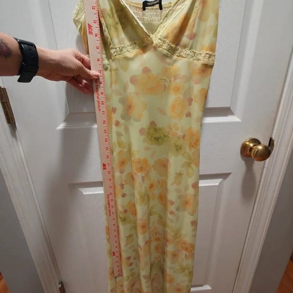 NWOT Hesperus Yellow Floral Lace Trim Maxi Dress Size L Fairycore Y2K Cottage